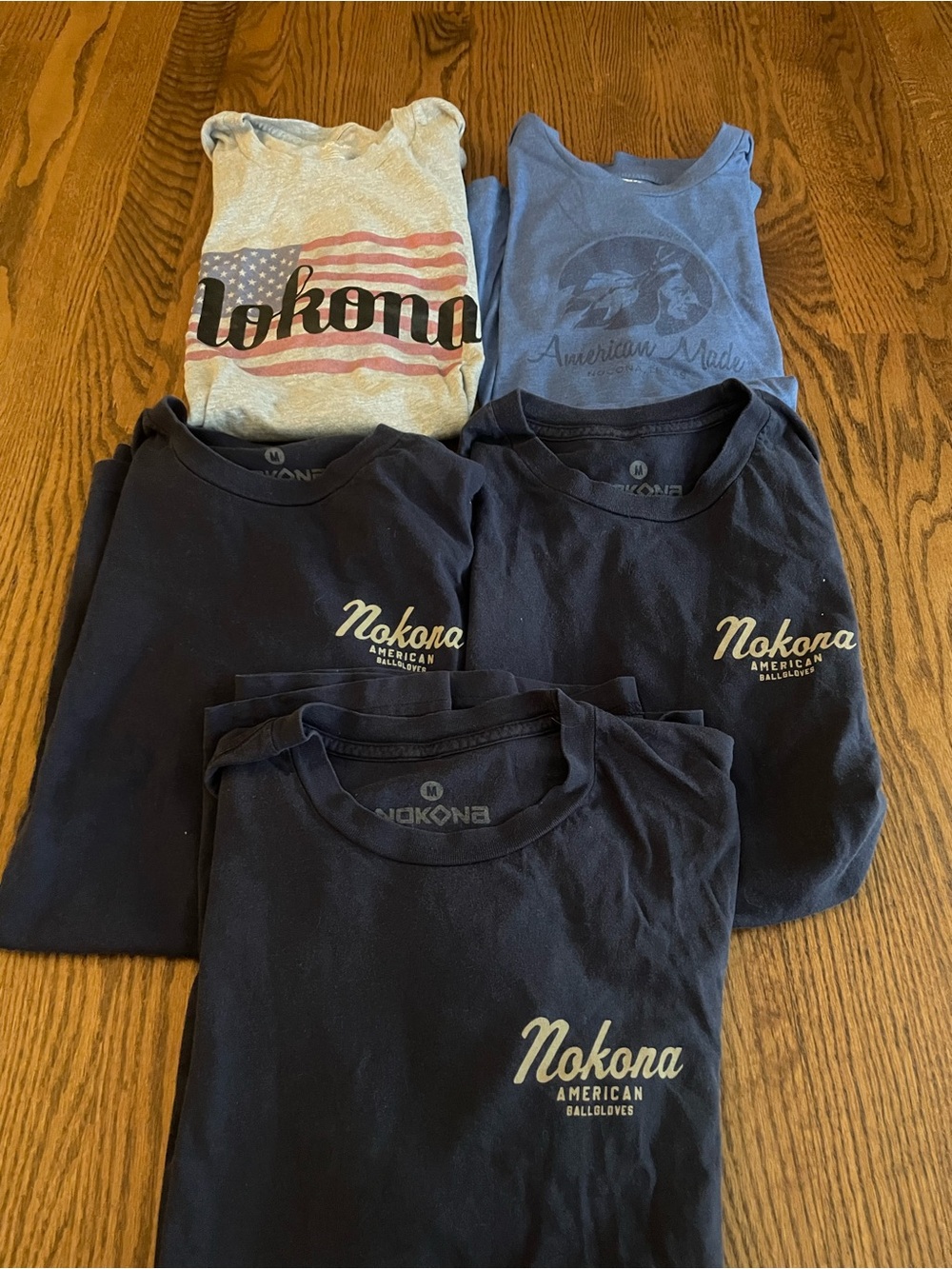 Nokona Graphic Tee Bundle of 5 short sleeves— Navy & Heather Blue